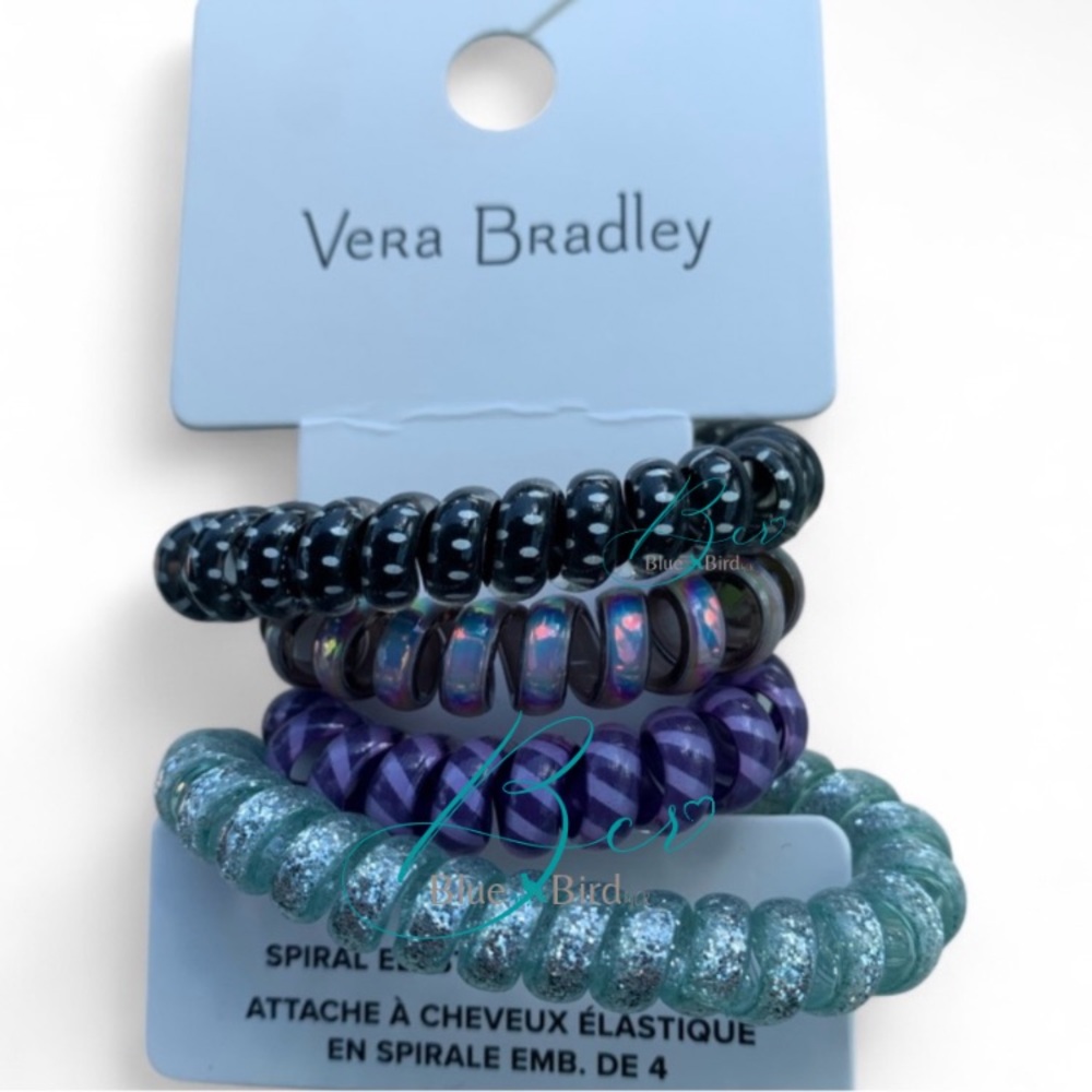Vera Bradley Spiral Elastic Hair Tie 4PK Tranquil Medallion - Picture 3 of 3